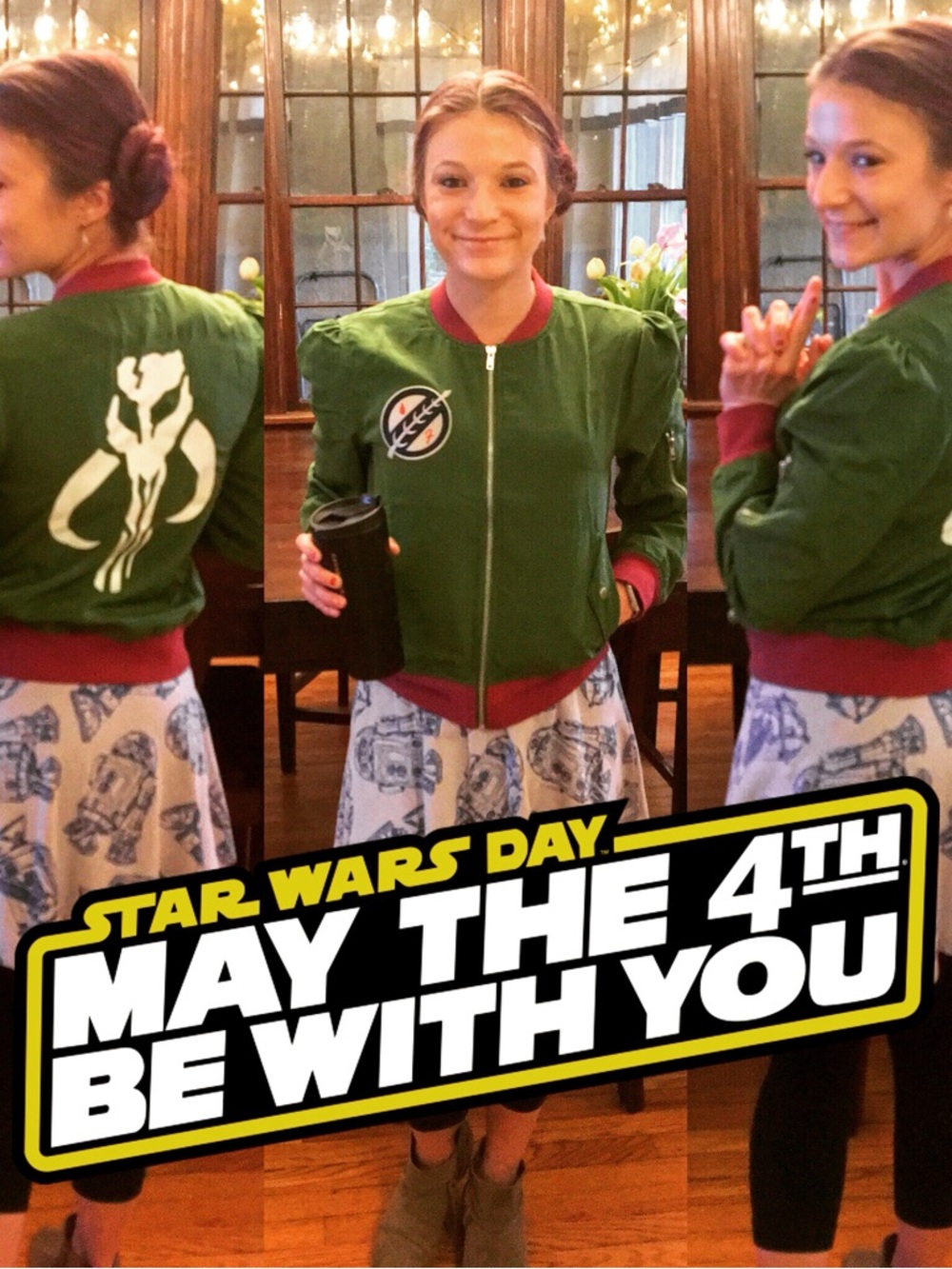 Boba Fett Star Wars WeLoveFine Green Full Zip Bomber Jacket Women's Small /S